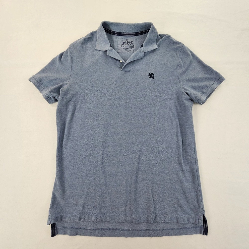 Express Modern Fit Polo Shirt Men Large Light Blue Short Sleeve Casual